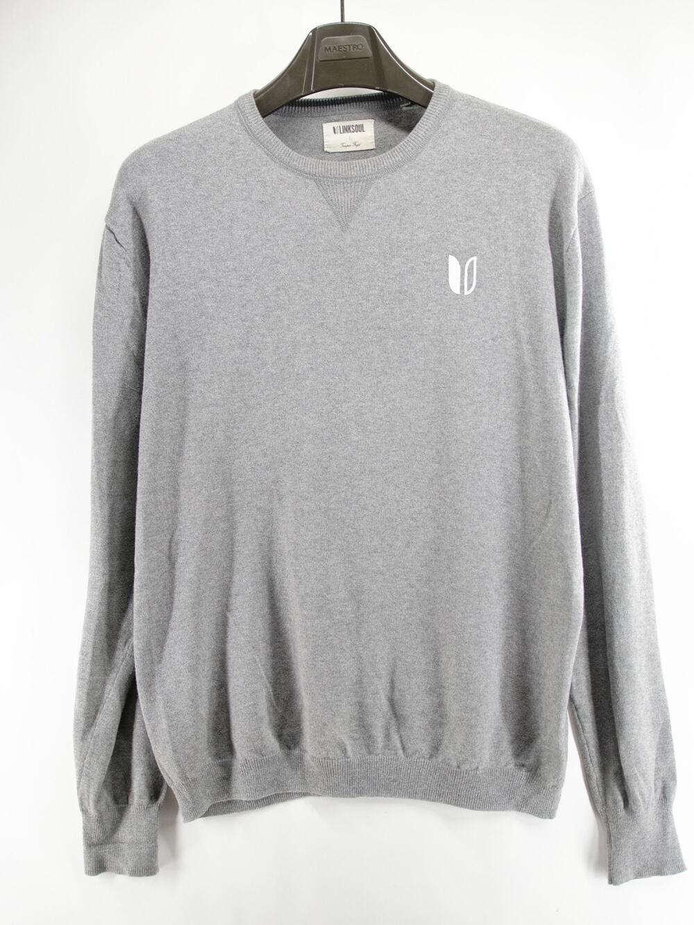 Linksoul Cotton Cashmere Crewneck Sweater Mens Large L Gray Golf Knit Pullover
